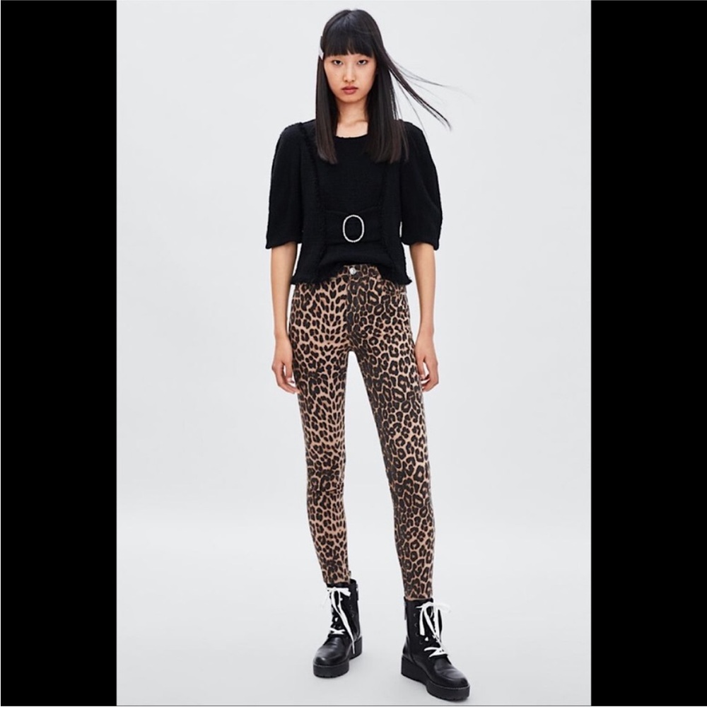 ZARA Leopard Print skinny jeans size 4